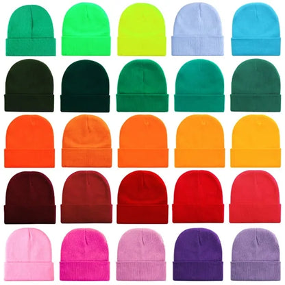 Custom Solid Color Knit Hat Warm Beanie With Cuff