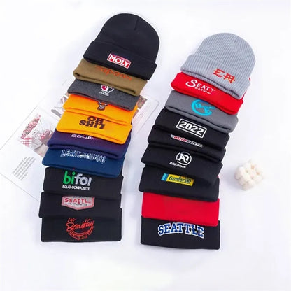 Custom Solid Color Knit Hat Warm Beanie With Cuff