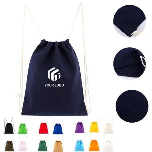 Colorful multifunctional portable canvas drawstring backpack