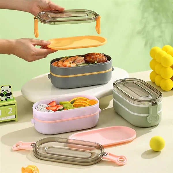 3-Layer Leakproof Secure Buckles Lunch Box Utensil Included