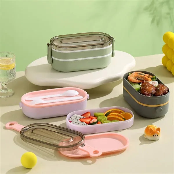3-Layer Leakproof Secure Buckles Lunch Box Utensil Included
