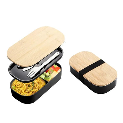 60 oz Leakproof Microwave Safe Bento Box Set with Bamboo Lid