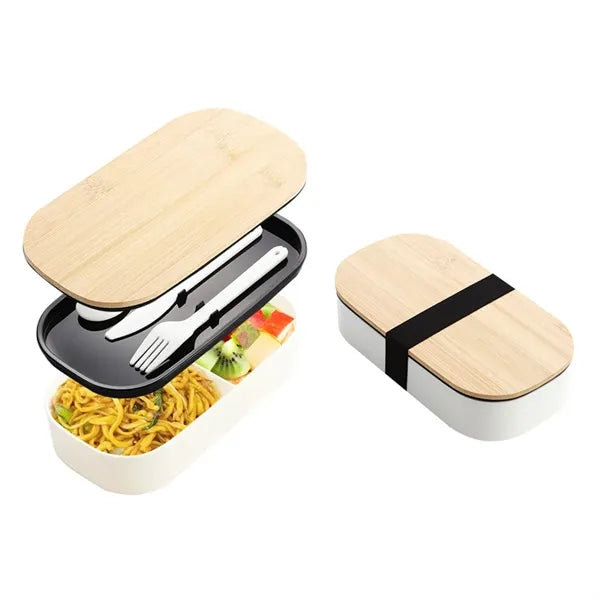 60 oz Leakproof Microwave Safe Bento Box Set with Bamboo Lid
