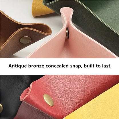 PU Leather Jewelry Valet Tray Portable Desk Catchall