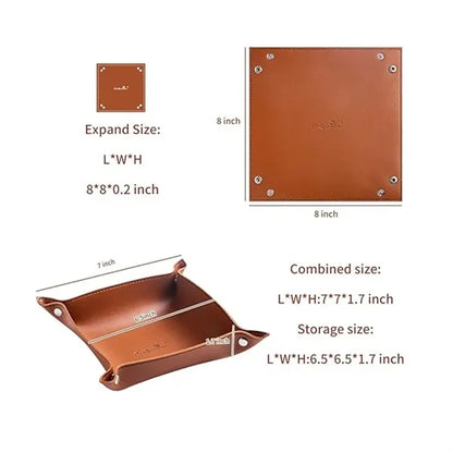 PU Leather Jewelry Valet Tray Portable Desk Catchall