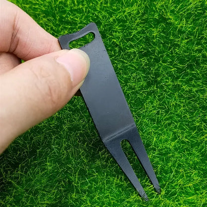 Compact Durable Iron Golf Green Fork with Keychain Hole