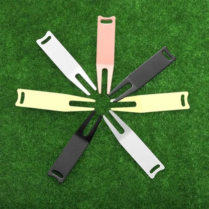 Compact Durable Iron Golf Green Fork with Keychain Hole