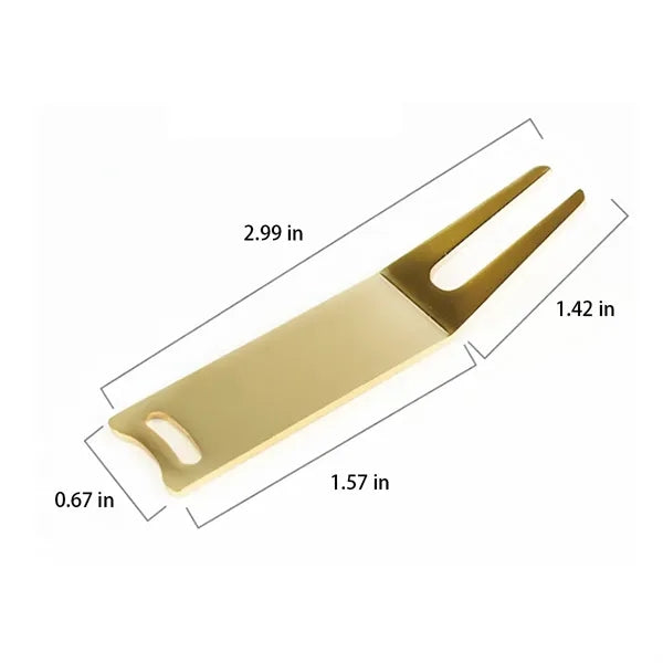 Compact Durable Iron Golf Green Fork with Keychain Hole