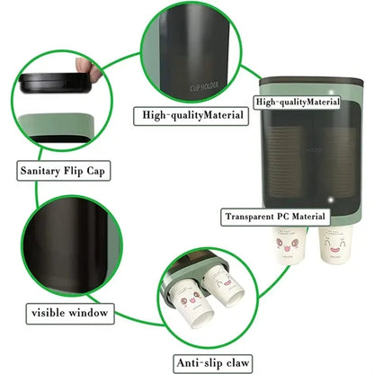 Double Tube Cup Dispenser for Bathroom