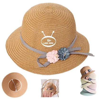 Girls'Flower Sun Protective Straw Hat