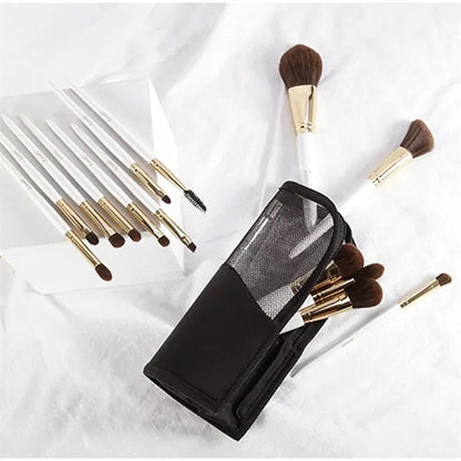 Portable Waterproof Elastic Slots Oxford Makeup Brush Bag