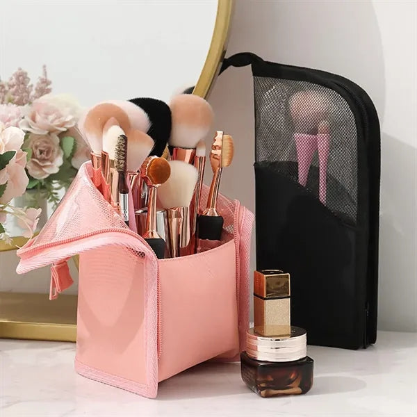 Portable Waterproof Elastic Slots Oxford Makeup Brush Bag