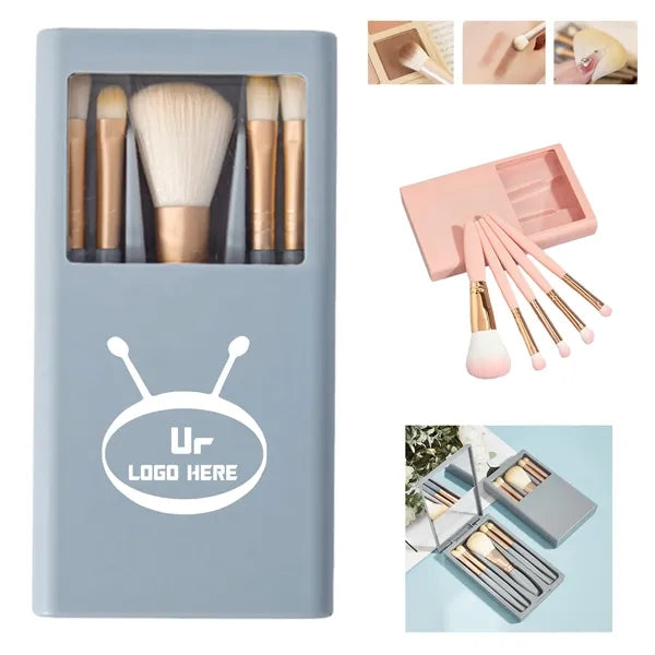 Mini 5Pcs Travel Makeup Brush Kits With Plastic Box
