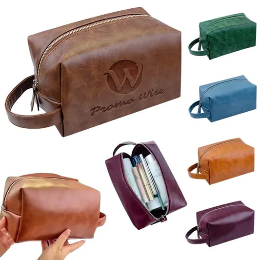 Waterproof Hanging Handle PU Leather Toiletry Bag