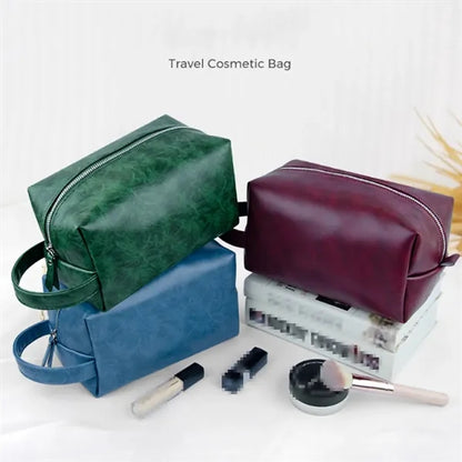 Waterproof Hanging Handle PU Leather Toiletry Bag