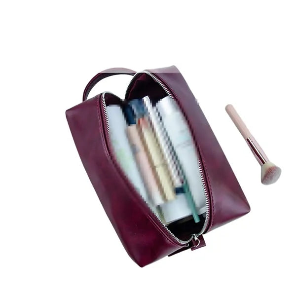 Waterproof Hanging Handle PU Leather Toiletry Bag