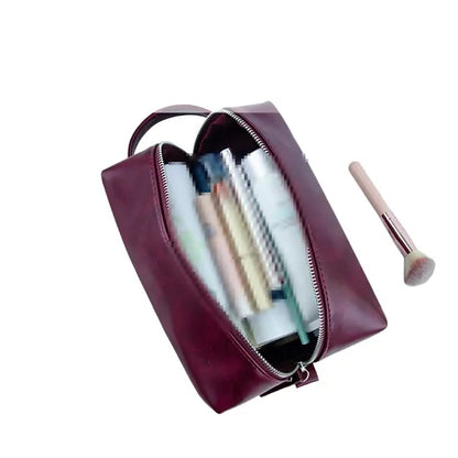 Waterproof Hanging Handle PU Leather Toiletry Bag