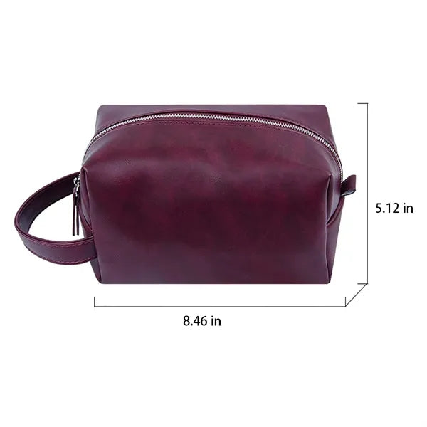 Waterproof Hanging Handle PU Leather Toiletry Bag