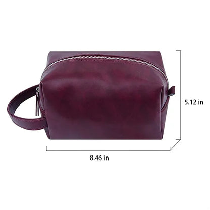 Waterproof Hanging Handle PU Leather Toiletry Bag