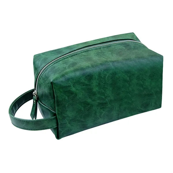 Waterproof Hanging Handle PU Leather Toiletry Bag
