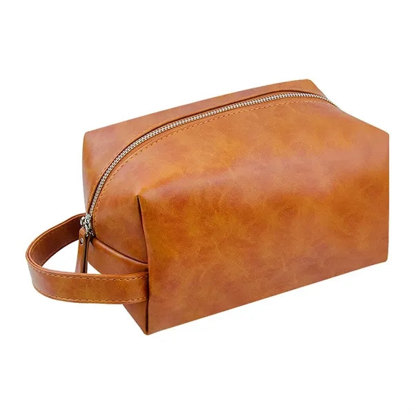 Waterproof Hanging Handle PU Leather Toiletry Bag