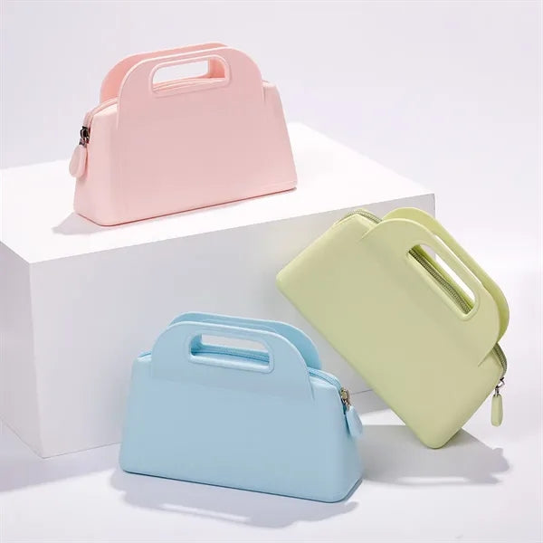 Lightweight Waterproof Silicone Makeup Pouch Carry Handle