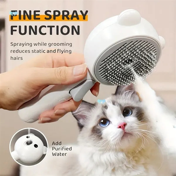 Pet Grooming Brush with Fine Spray Function Self Cleaning