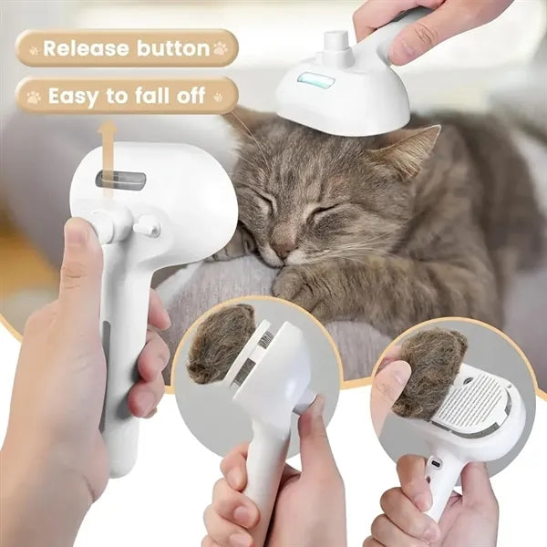 Pet Grooming Brush with Fine Spray Function Self Cleaning