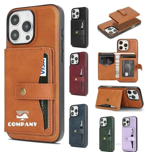 Magnetic Leather Case for iPhone with Card Holder