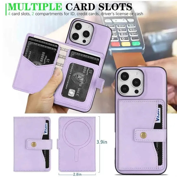 Magnetic Leather Case for iPhone with Card Holder