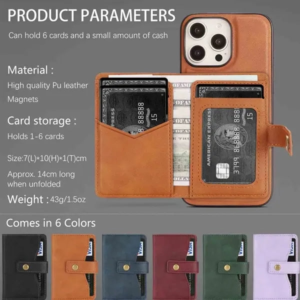 Magnetic Leather Case for iPhone with Card Holder
