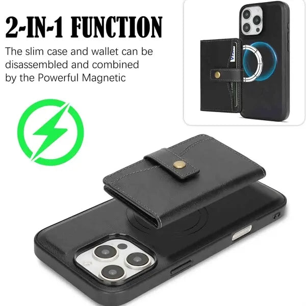 Magnetic Leather Case for iPhone with Card Holder