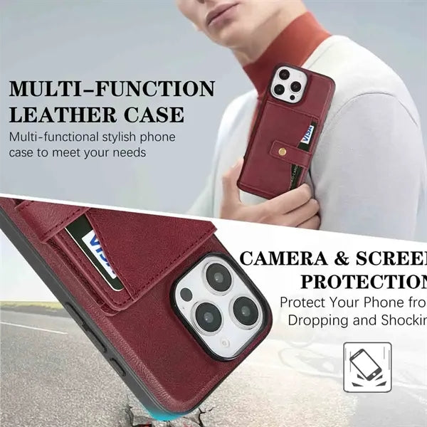 Magnetic Leather Case for iPhone with Card Holder
