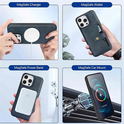 Magnetic Leather Case for iPhone with Card Holder
