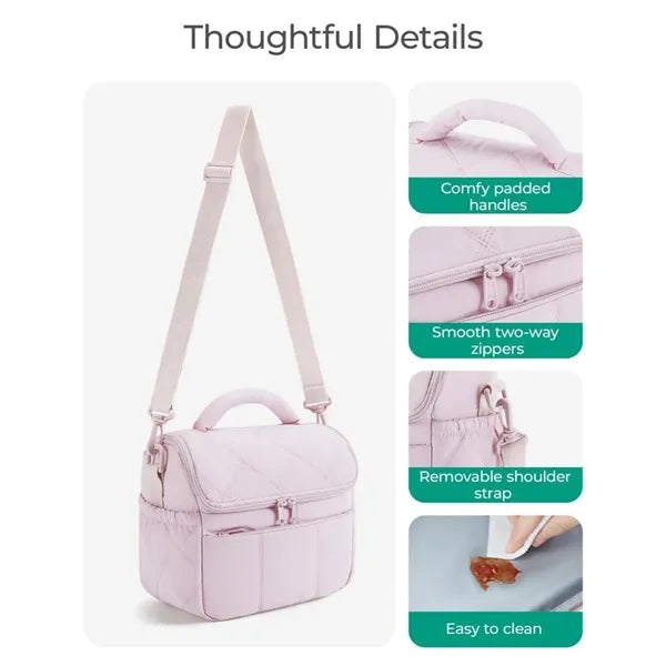 Leakproof Multi-Pocket Insulated Lunch Tote Adjustable Strap