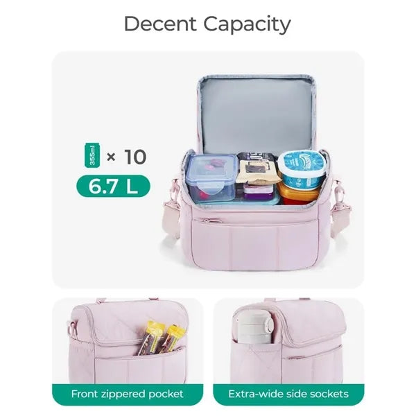 Leakproof Multi-Pocket Insulated Lunch Tote Adjustable Strap