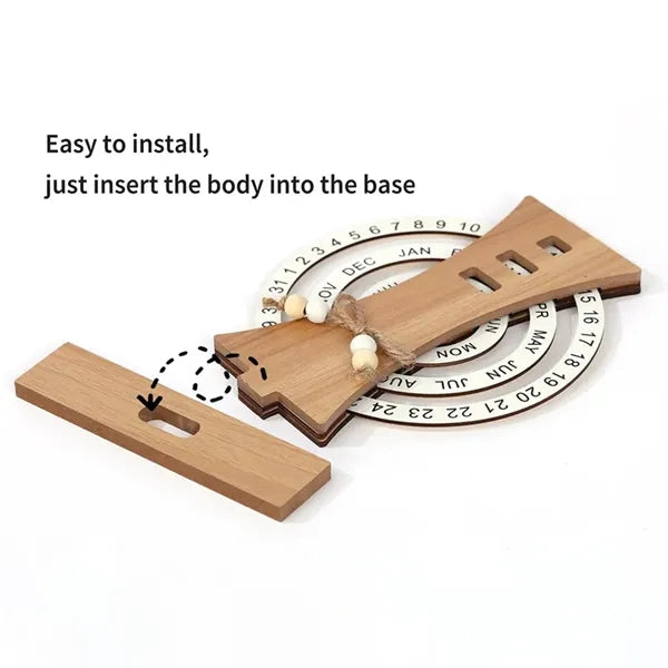 Wooden Disc Perpetual Calendar for Home Office Desk