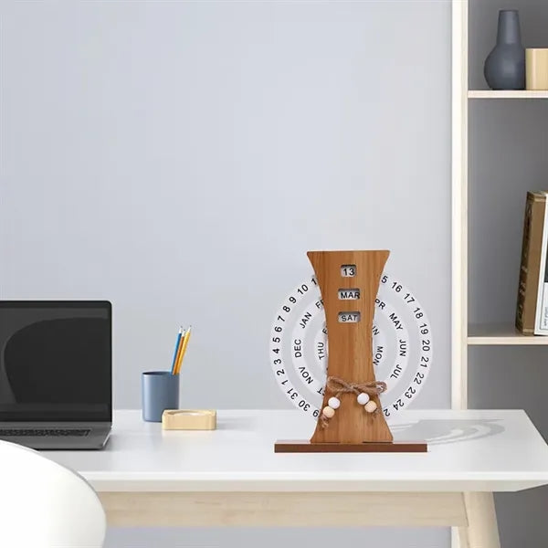 Wooden Disc Perpetual Calendar for Home Office Desk
