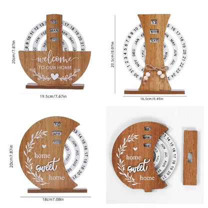 Wooden Disc Perpetual Calendar for Home Office Desk