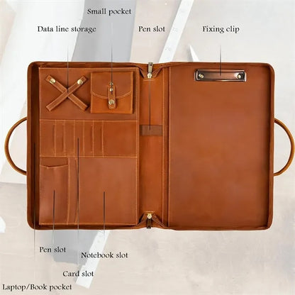 Lightweight laptop organizer folder PU leather portfolio