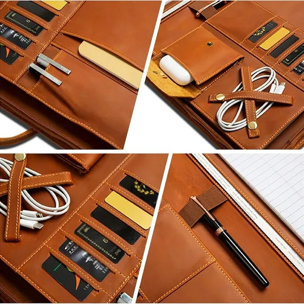 Lightweight laptop organizer folder PU leather portfolio