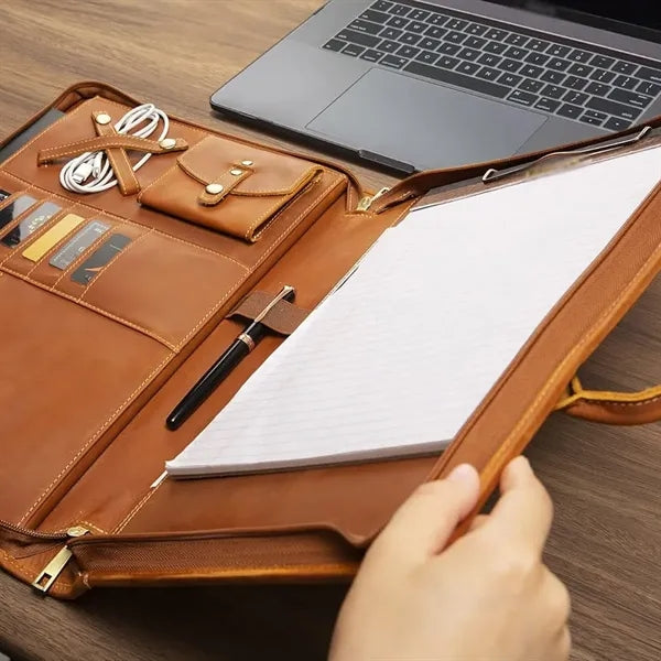 Lightweight laptop organizer folder PU leather portfolio