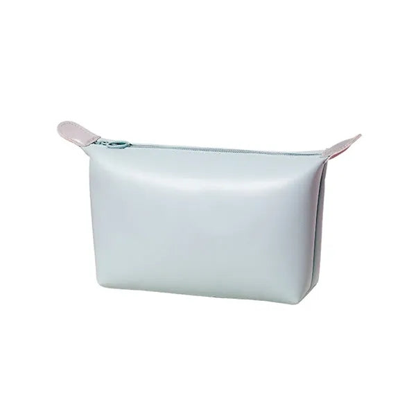 Compact Solid Secure Zipper PU Leather Cosmetic Pouch