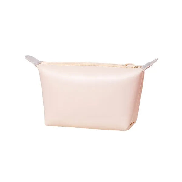 Compact Solid Secure Zipper PU Leather Cosmetic Pouch