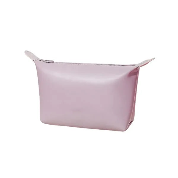 Compact Solid Secure Zipper PU Leather Cosmetic Pouch
