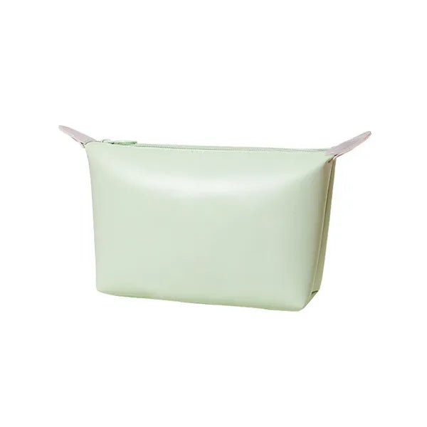 Compact Solid Secure Zipper PU Leather Cosmetic Pouch