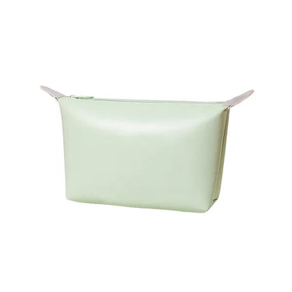 Compact Solid Secure Zipper PU Leather Cosmetic Pouch