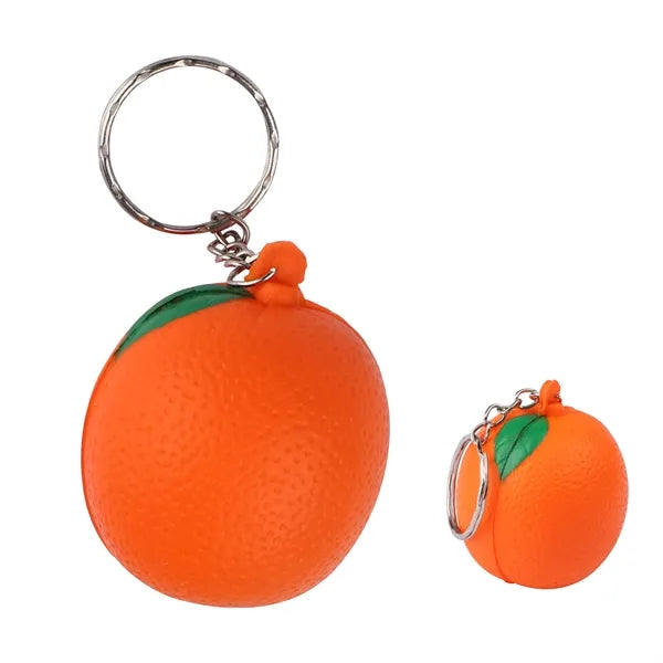 1.6" PU Orange Shaped Stress Ball Reliever W/ Split Ring