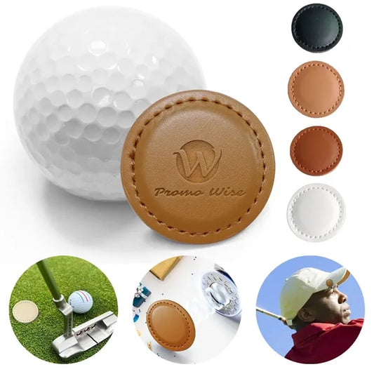 Durable Compact  Magnetic PU Leather Round Golf Ball Marker