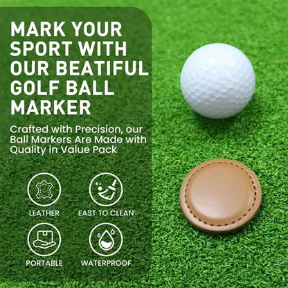 Durable Compact  Magnetic PU Leather Round Golf Ball Marker